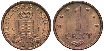 Нидерландские Антилы 1 цент 1973 Юлиана (1948-1980) KM 8 бронза UNC 4118-931