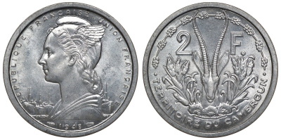 Камерун 2 франка 1948 KM 9 алюминий UNC M56-03