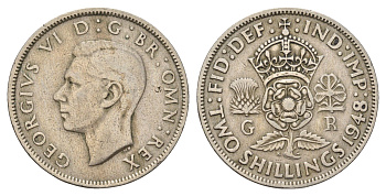 Великобритания 2 шиллинга (флорин) 1948 Георг VI (1936-1952) KM 865, Spink 4102 медно-никель 4183-315
