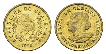 Гватемала 1 сентаво 1990 KM 275 латунь UNC 4668-1018