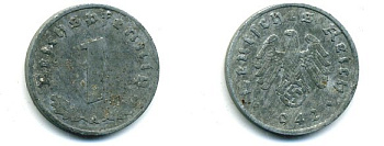 ГЕРМАНИЯ 1 РЕЙХСПФЕННИГ 1942 A цинк 46-2336