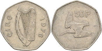 Ирландия 50 пенсов 1976 вальдшнеп KM 24 медно-никель 4144-1111