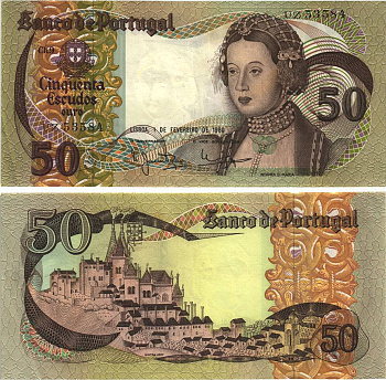 ПОРТУГАЛИЯ 50 ЭСКУДО 1980 МАРИЯ АДЕЛАИДА ПОРТУГАЛЬСКАЯ, 1 ФЕВРАЛЯ 1980 Pick 174b бумага XF 8606-30-3-2