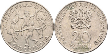 Польша 20 злотых 1979 Международный год детей Y 99 медно-никель 4565-846