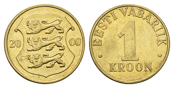 Эстония 1 крона 2000 KM 35 латунь 4688-713