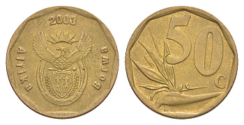 ЮАР 50 центов 2003 Зантедеския Эллиота (калла), герб KM 330 сталь плакированная бронзой 4618-643