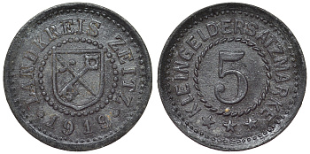 Германия, Цайц 5 пфеннигов 1919 Саксония-Анхальт, нотгельд цинк 4119-824