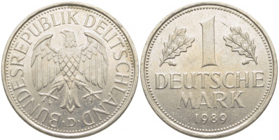 ФРГ 1 МАРКА 1988 G J.385, KM 110 медно-никель 3856-217