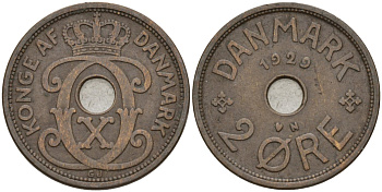 Дания 2 эре 1929 Кристиан X (1912-1947) KM 827 бронза 4147-461