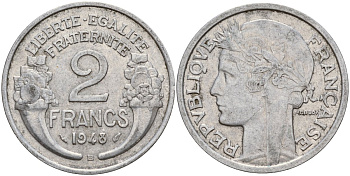 Франция 2 франка 1948 KM 886a, LE FRANC 269.10 алюминий 4168-712