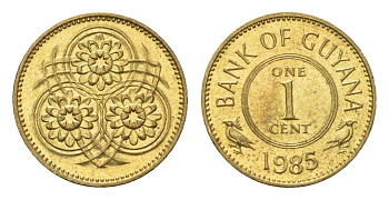 Гайана 1 цент 1985 KM 31 никель латунь UNC 4679-561