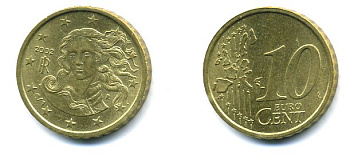 Италия 10 евроцентов 2002 KM 1285 нордик 29-1224