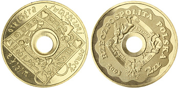 Польша 2 злотых 2003 MW, 10 лет великому оркестру рождественской помощи KM 446 нордик UNC 4531-536