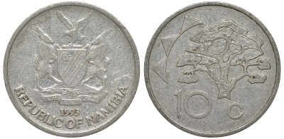 Намибия 10 центов 1998 дерево KM 2 никелированная сталь 4163-921