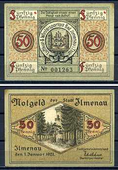 Ильменау (Тюрингии) 50 пфеннигов 1921 бумага aUNC 7556-20-4-1