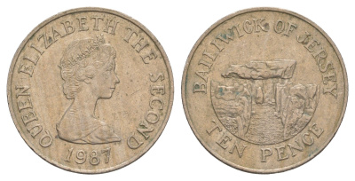 Джерси 10 пенсов 1987 Ла-Хуг-Би, Елизавета II (1952-2022) KM 57.1 медно-никель 4653-1022