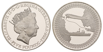 Гибралтар 5 фунтов 2022 Авиакомпания Mons Calpe & Gibraltar Airways KM NEW медно-никель  PROOF  1088-8-53