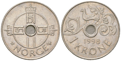 Норвегия 1 крона 1998 Харальд V (1991-) KM 462 медно-никель 99-745