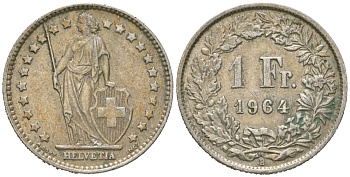 Швейцария 1 франк 1964 B KM 24 серебро 179-1058