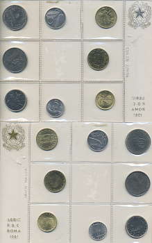 Италия набор из 8 монет 1981 оригинальная запайка, FAO    UNC  5-6-2-30