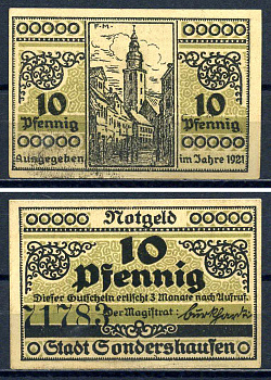 Зондерсхаузен (Тюрингия) 10 пфеннигов ND бумага UNC (пресс) 7556-24-1-1