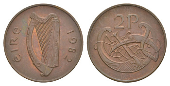 Ирландия 2 пенса 1982 KM 21 бронза aUNC 4633-614
