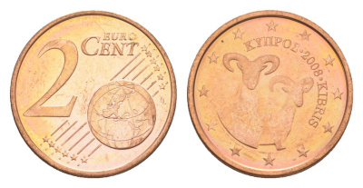 Кипр 2 евроцента 2008 KM 79 сталь плакированная медью BU 4649-1125