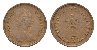 Великобритания 1/2 пенни 1971 Елизавета II (1952-2022) KM 914, Spink 4239 бронза 4697-867