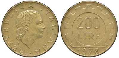 Италия 200 лир 1978 R KM 4543-724