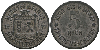 Марктлютен (Бавария) 5 пфенингов 1917 Funck 322.4, Men18 20502.4 цинк 4136-525