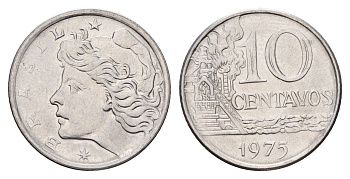 Бразилия 10 сентаво 1975 KM 578.1a нержавеющая сталь UNC 4686-647