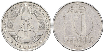 ГДР 10 пфеннигов 1983 A KM 10 алюминий 201-1061