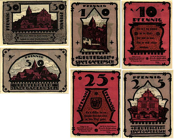 Германия, Гадебуш набор из 3 банкнот, 10, 25, 50 пфеннигов 1922 нотгельд, 1922 - 31 декабря 1922, полный комплект, земля Мекленбург-Передняя Померания Grabowski 404.1  бумага   00-000