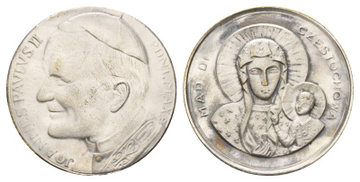 Ватикан медаль "Ченстоховская икона Божией Матери" ND (1978) Иоанн Павел II, диаметр 30 мм, вес 11,7 гр медно-никель плакированный серебро 4117-612