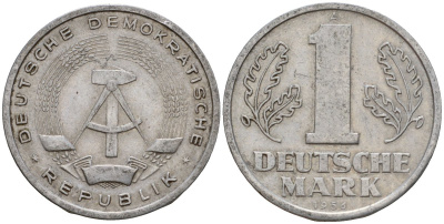 ГДР 1 марка 1956 A KM 13 алюминий 4601-457