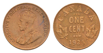 Канада 1 цент 1925 Георг V (1910-1936) KM 28 бронза 1527-1032