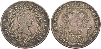 АВСТРИЯ 20 КРЕЙЦЕРОВ 1788 E, ЖОЗЕФ II (1780-1790) KM 2069 серебро 413-4023