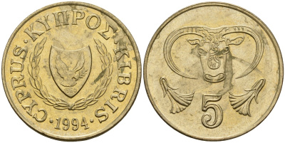 Кипр 5 центов 1994 KM 55.3 никель латунь 4606-226