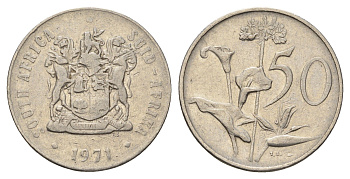 ЮАР 50 центов 1971 Зантедеския Эллиота (калла), герб KM 87 никель 4604-1126