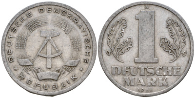 ГДР 1 марка 1956 A KM 13 алюминий 4601-512