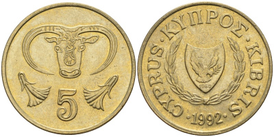 Кипр 5 центов 1992 KM 55.3 никель латунь 4141-1014