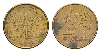Польша 2 гроша 2010 Y 277 марганец латунь 4625-245