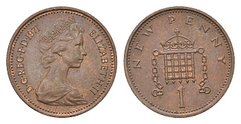Великобритания 1 пенни 1971 Елизавета II (1952-2022) KM 915, Spink 4237 (B1) бронза 4697-938