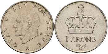 Норвегия 1 крона 1975 Улаф V (1958-1991) KM 419 медно-никель 4187-1211