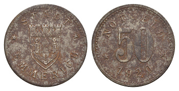 Эммерих 50 пфеннигов 1920 Funck 118.4, Men05 6537.4, Men18 8204.4 железо aUNC 1526-834