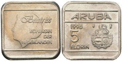 Аруба 5 флоринов 1996 Беатрикс (1980-2013) KM 12 сталь плакированная никелем 4619-357
