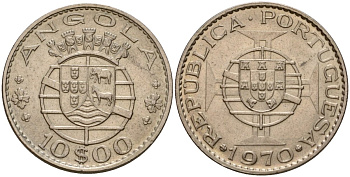 Португальская Ангола 10 эскудо 1970 KM 79 медно-никель UNC 4514-656