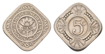 Нидерланды 5 центов 1923 Вильгельмина (1890-1948) KM 153 медно-никель 4675-856
