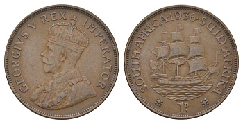 ЮАР 1 пенни 1936 Георг V (1910-1936) KM 14.3 бронза 3897-1222