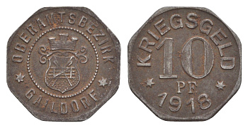 Гайльдорф 10 пфеннигов 1918 Funck 149.2, Men05 8664.2, Men18 10784.2 железо 4636-862